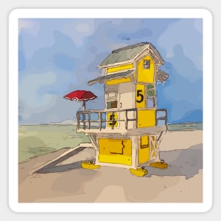 Cute lifeguard tower in Clearwater Beach Florida Sticker